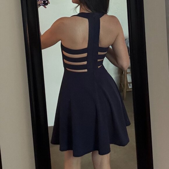Lulus fit & flare mini dress in Navy - Picture 2 of 9